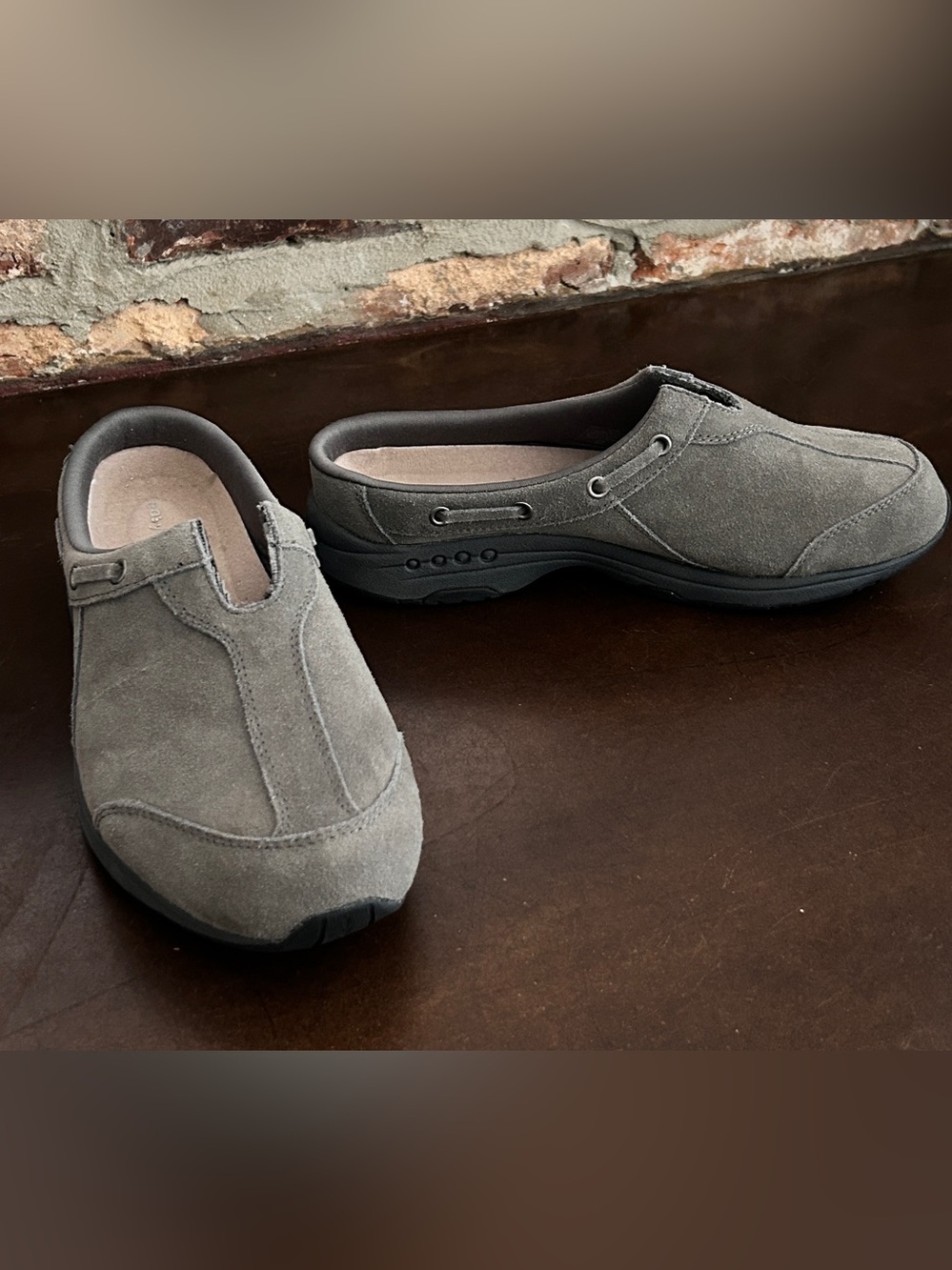 Easy Spirit Travelknot 23 Gray Suede Leather Mule Clogs Women’s 8.5 M